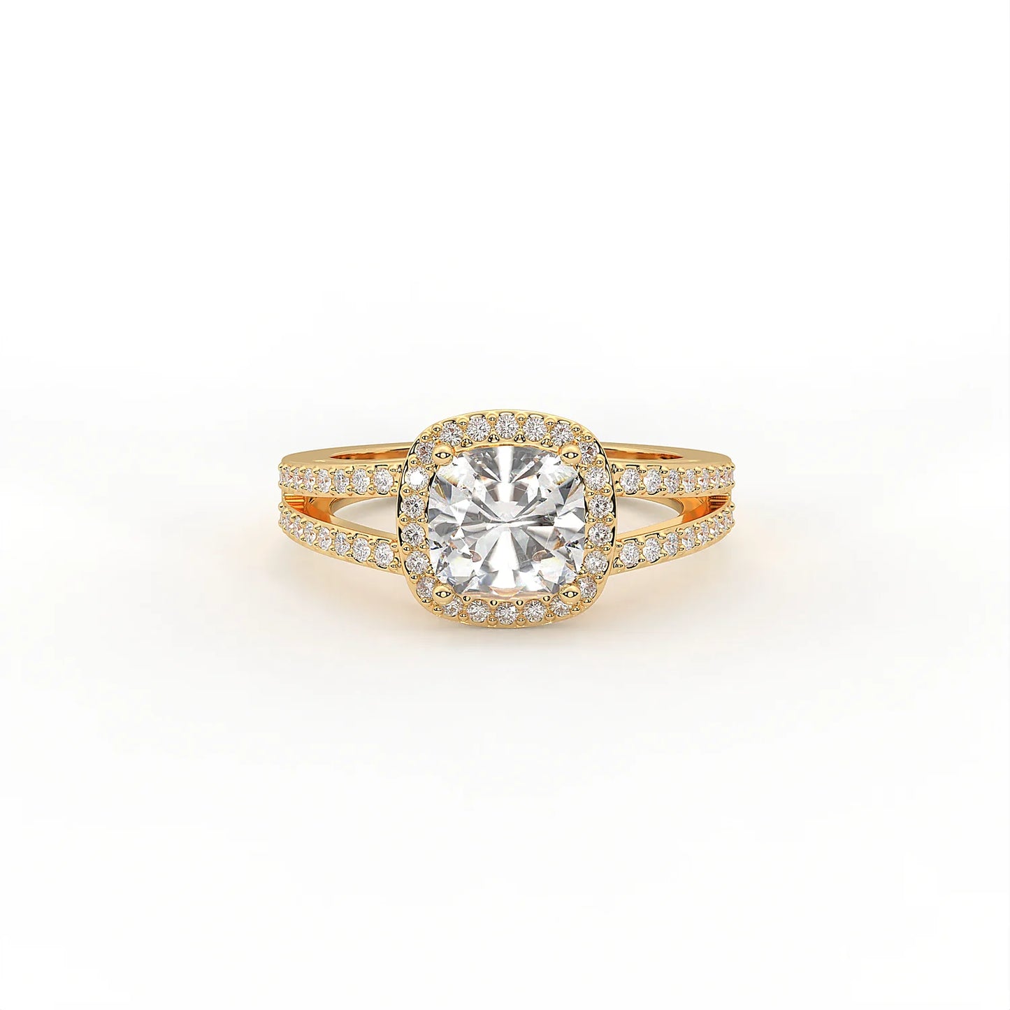 Amara 1.2 ct Cushion Halo Moissanite 925 Silver Ring - Classic brilliance in silver.