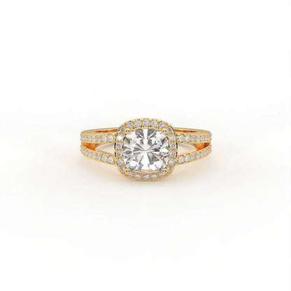 Amara 1.2 ct Cushion Halo Moissanite 925 Silver Ring - Classic brilliance in silver.