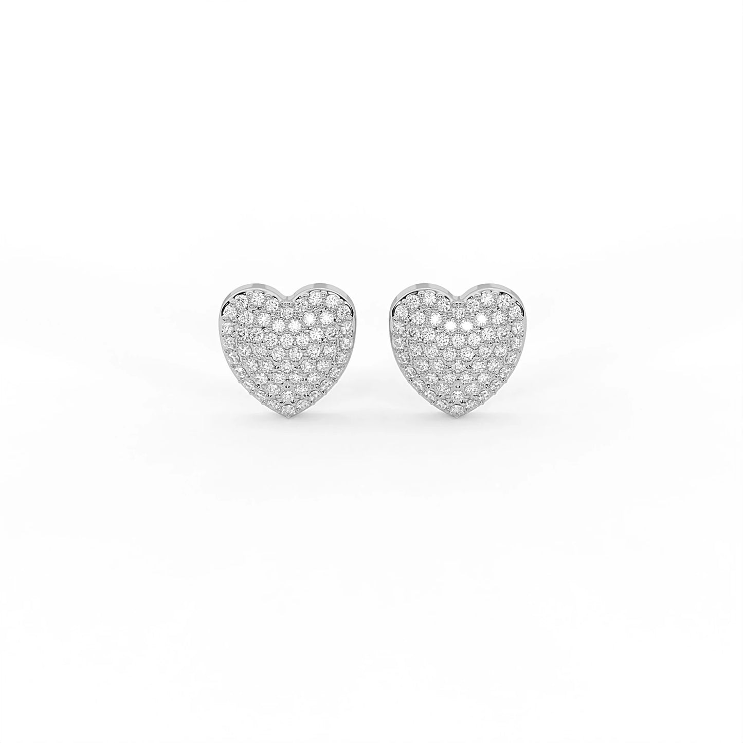 Amour 1.62 ct Round Moissanite Heart Cluster 925 Silver Stud Earrings