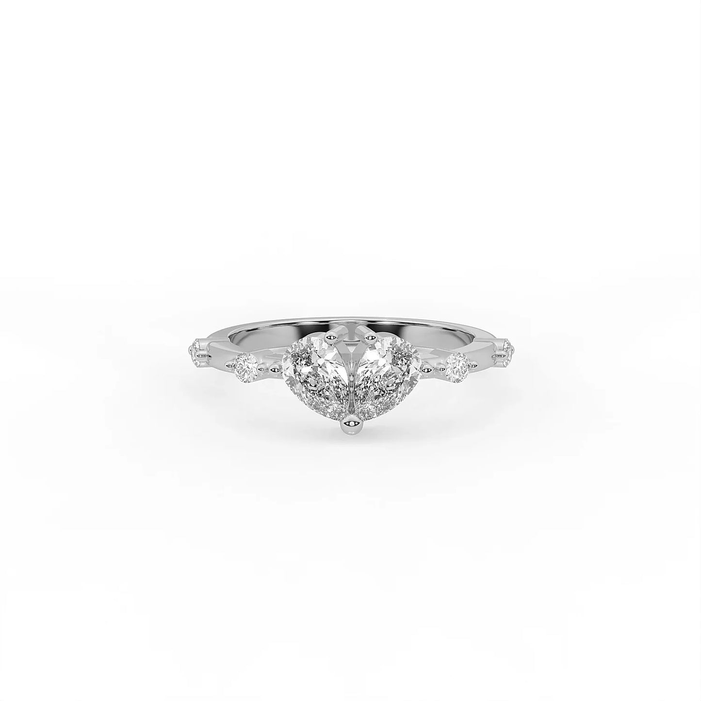 Amour 0.75 ct Pear Moissanite 925 Silver Heart Ring