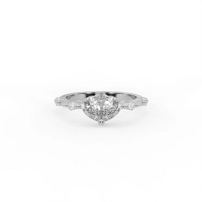 Amour 0.75 ct Pear Moissanite 925 Silver Heart Ring