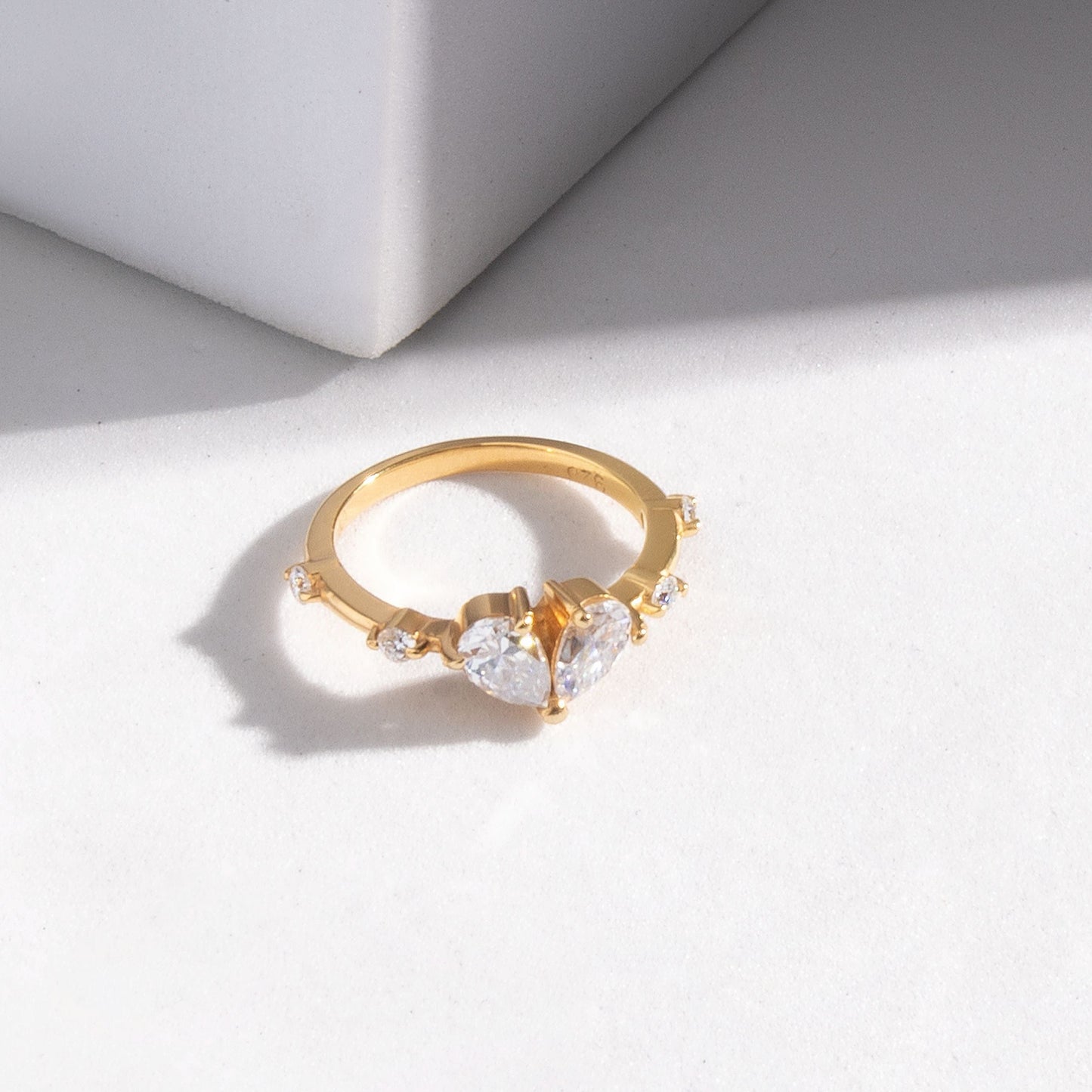 Amour 0.75 ct Pear Moissanite 925 Silver Heart Ring