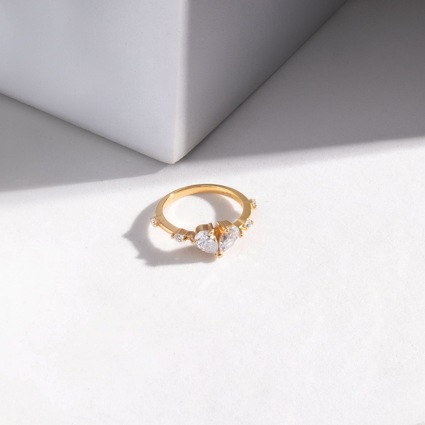 Amour 0.75 ct Pear Moissanite 925 Silver Heart Ring