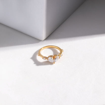 Amour 0.75 ct Pear Moissanite 925 Silver Heart Ring