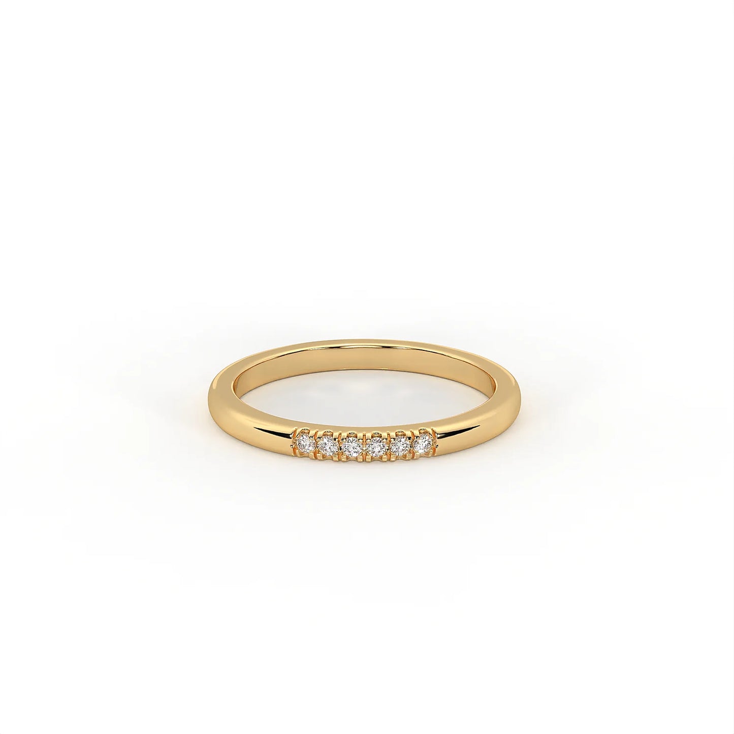 Aura 0.12ct slim pavé moissanite stacking band in 925 sterling silver — delicate stackable ring, IDHANI India