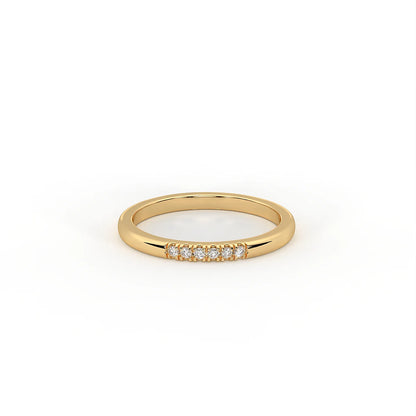 Aura 0.12ct slim pavé moissanite stacking band in 925 sterling silver — delicate stackable ring, IDHANI India