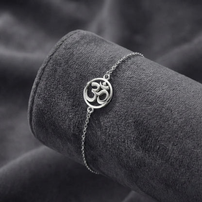 Om 925 Silver Bracelet - Spiritual Protection Jewelry for Men & Women
