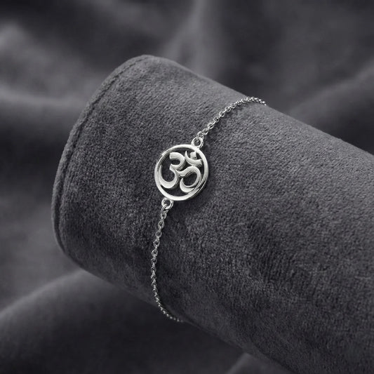Om 925 Silver Bracelet - Spiritual Protection Jewelry for Men & Women
