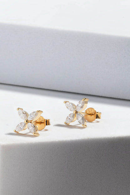 Bloom 1.6 ct Marquise Moissanite Prong 925 Silver Petal Stud Earrings