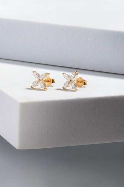 Bloom 1.6 ct Marquise Moissanite Prong 925 Silver Petal Stud Earrings