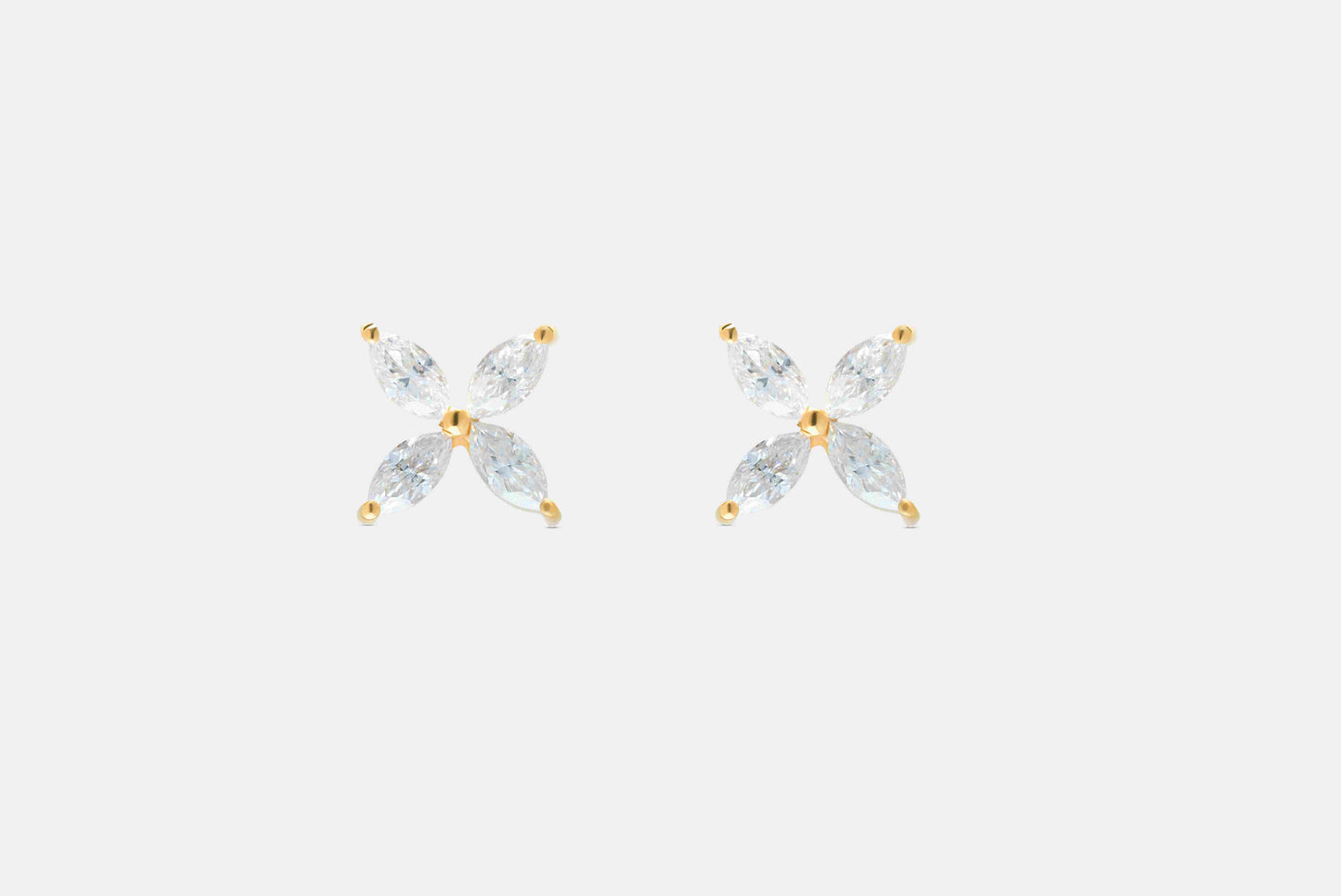 Bloom 1.6 ct Marquise Moissanite Prong 925 Silver Petal Stud Earrings