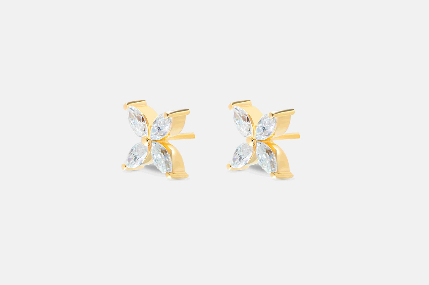 Bloom 1.6 ct Marquise Moissanite Prong 925 Silver Petal Stud Earrings