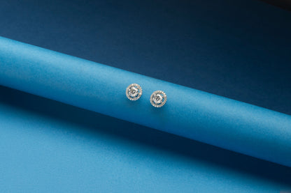 Celeste 2.4 ct Round Moissanite Floating Halo 925 Silver Stud Earrings