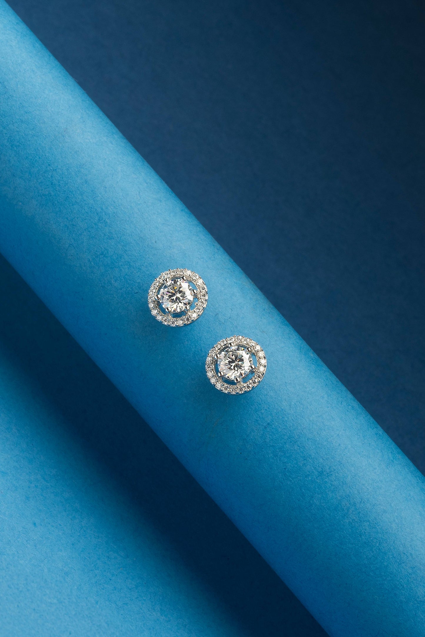 Celeste 2.4 ct Round Moissanite Floating Halo 925 Silver Stud Earrings