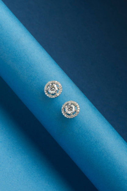 Celeste 2.4 ct Round Moissanite Floating Halo 925 Silver Stud Earrings