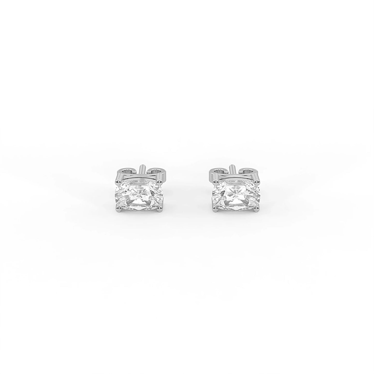 Charm 1.8 ct Cushion Moissanite Prong 925 Silver Stud Earrings
