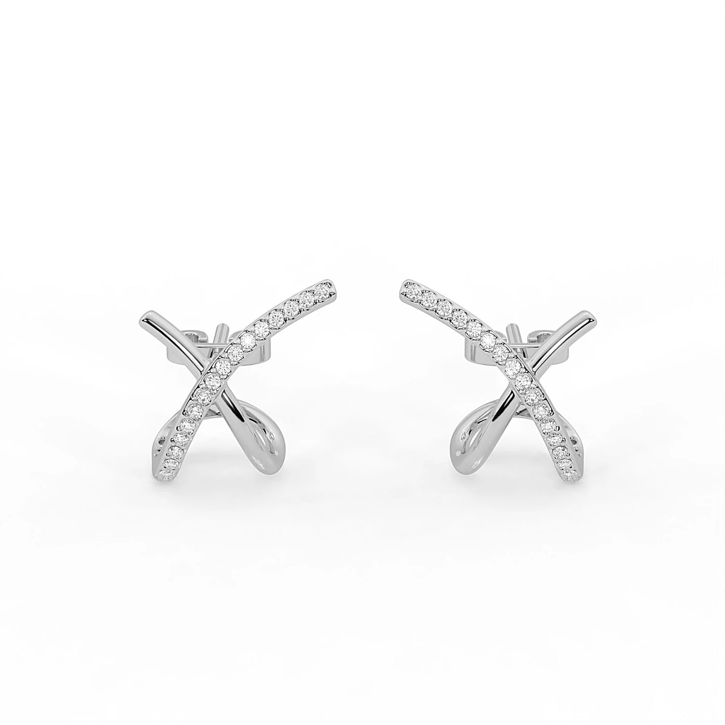 Crossline 0.32 ct Round Moissanite 925 Silver Hoop Earrings