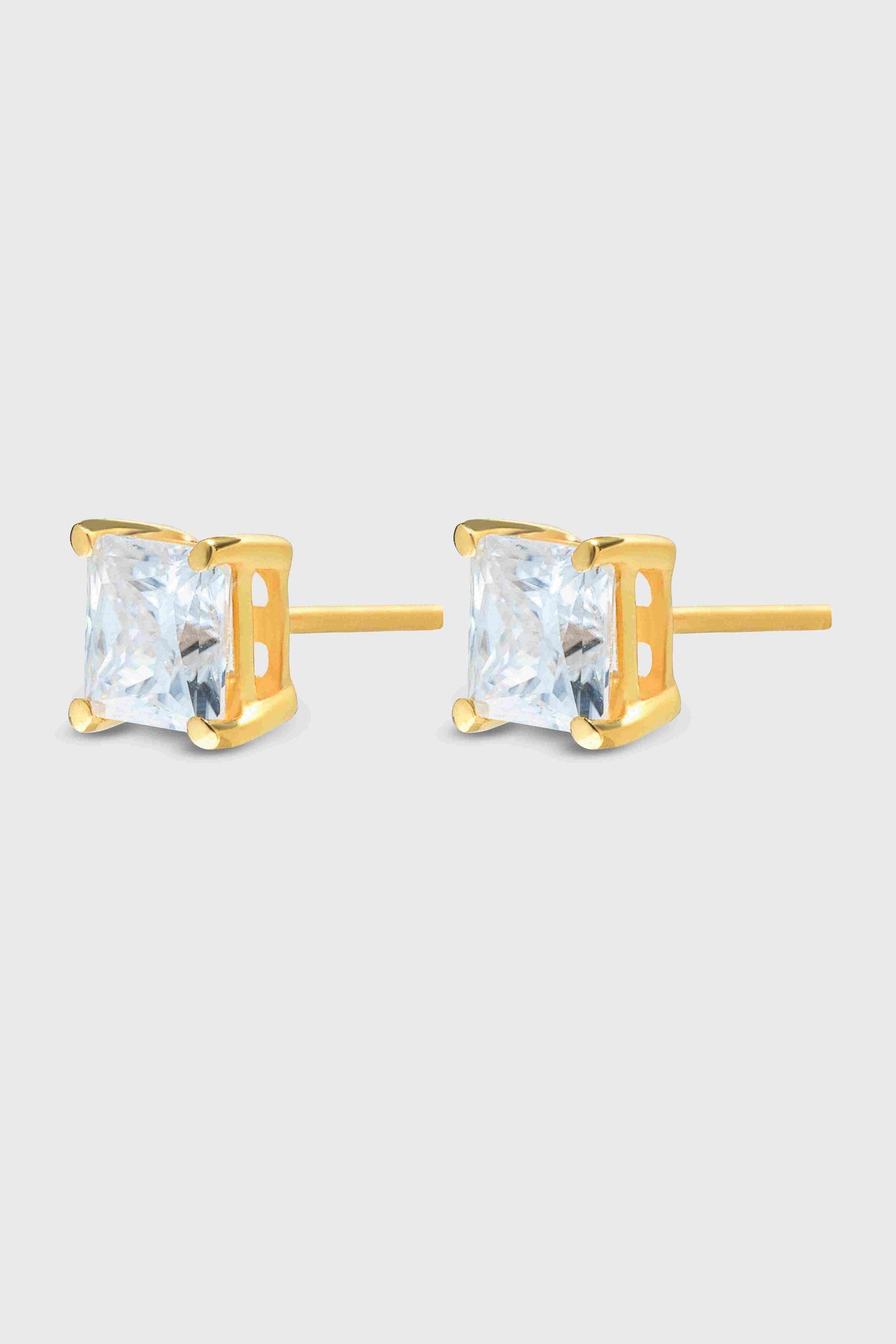 Crown 1 ct Princess Moissanite Prong 925 Silver Stud Earrings