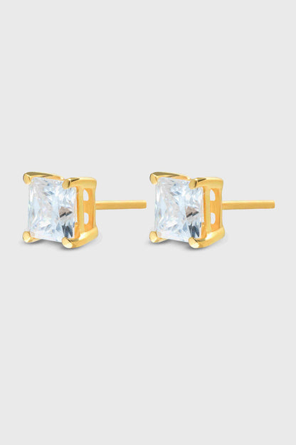 Crown 1 ct Princess Moissanite Prong 925 Silver Stud Earrings