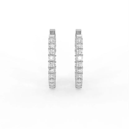 Dualshine 3.6 ct Round Moissanite 925 Silver Huggie Earrings