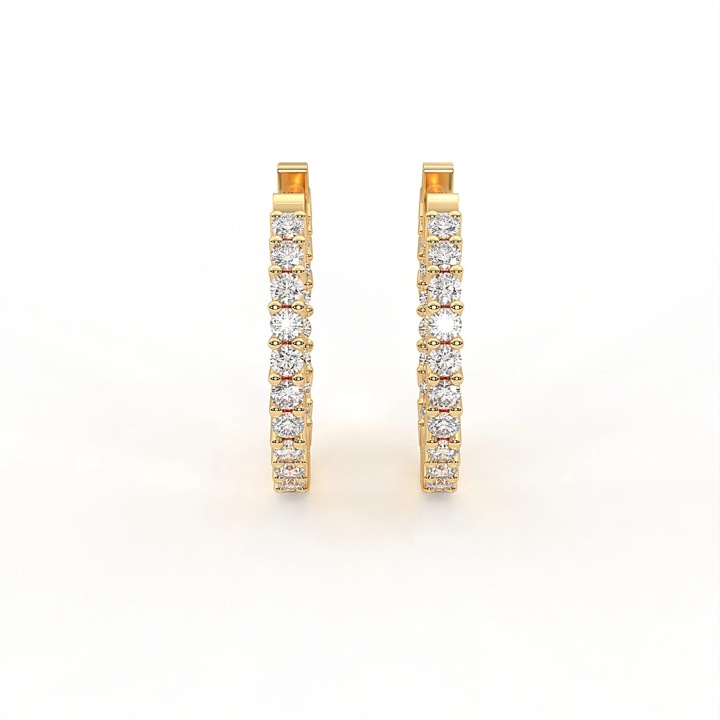 Dualshine 3.6 ct Round Moissanite Double-Row 925 Silver Huggie Earrings for maximum sparkle.