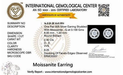 Celeste 2.4 ct Round Moissanite Floating Halo 925 Silver Stud Earrings