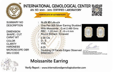 Majesty 2.1 ct Emerald Moissanite Halo 925 Silver Stud Earrings