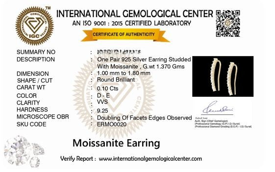 Glide 0.44 ct Round Moissanite Prong 925 Silver Ear Climbers