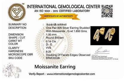 Converge 0.14 ct Round Moissanite Prong-Set 925 Silver Hoop Earrings