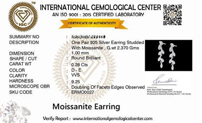 Petaline 0.28 ct Round Moissanite 925 Silver Drop Earrings