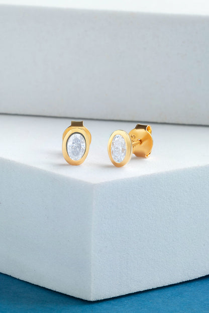 Elara 1.4 ct Oval Moissanite Bezel-Set 925 Silver Stud Earrings - Sleek minimalist style.