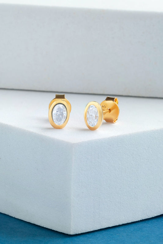 Elara 1.4 ct Oval Moissanite Bezel-Set 925 Silver Stud Earrings - Sleek minimalist style.
