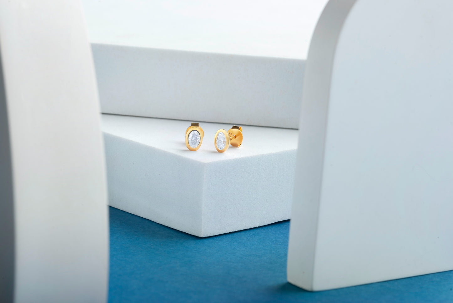 Elara 1.4 ct Oval Moissanite Bezel 925 Silver Stud Earrings