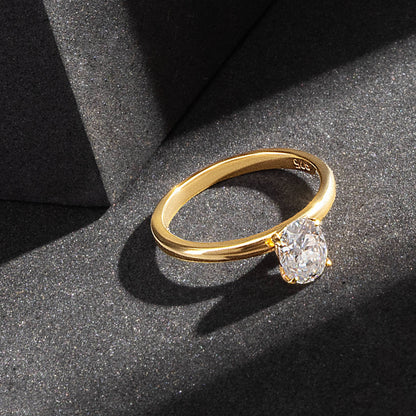 Eterna 0.8 ct Oval Moissanite 925 Silver Solitaire Ring