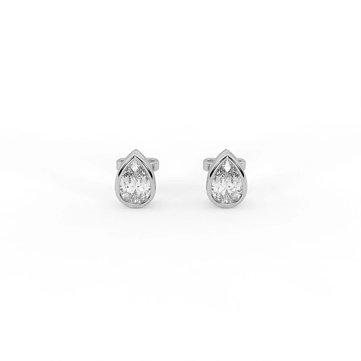 Flow Pear Bezel Studs