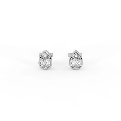 Flow Pear Bezel Studs