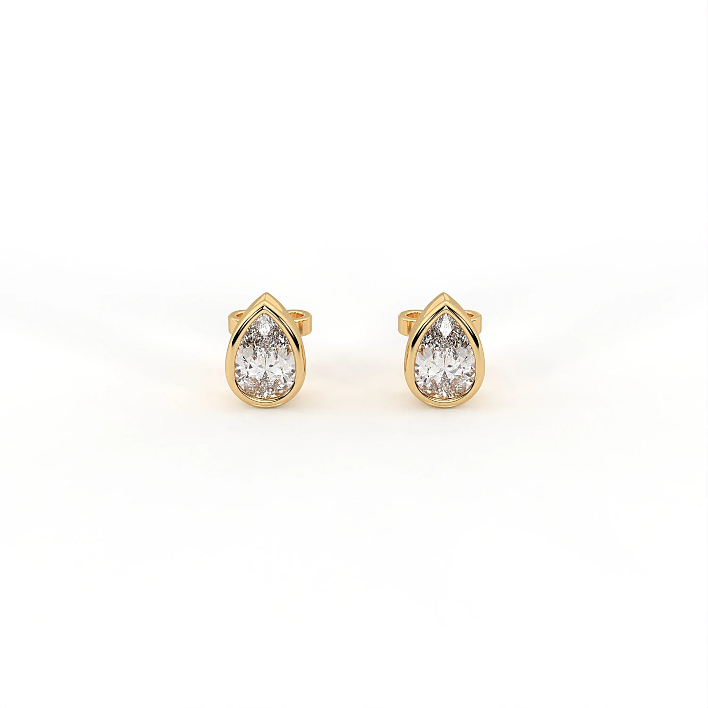 Flow Pear Bezel Studs