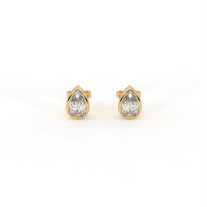 Flow Pear Bezel Studs