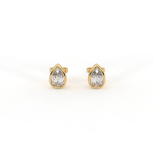 Flow Pear Bezel Studs