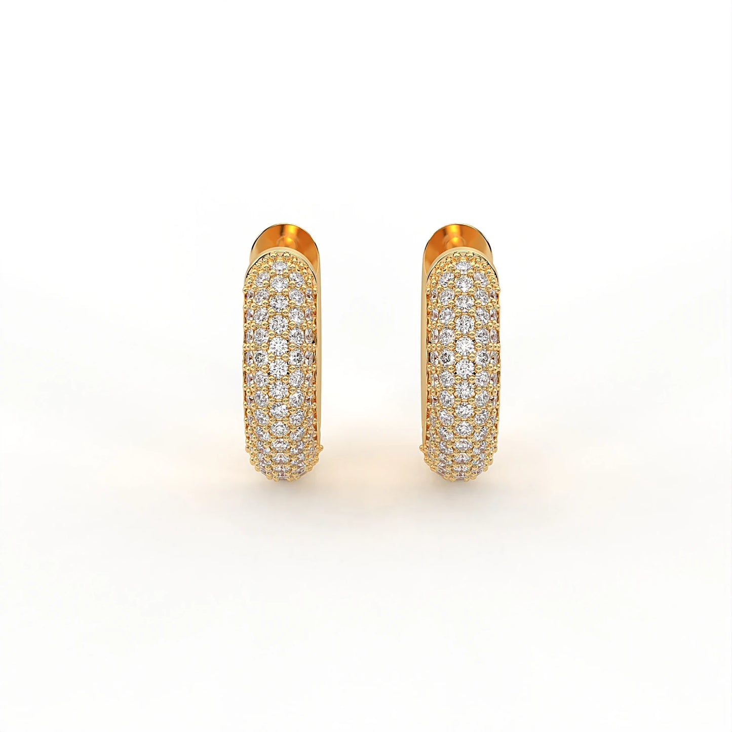 Gemline 2.4 ct Round Moissanite Chunky 925 Silver Huggie Earrings - Modern high-end look.