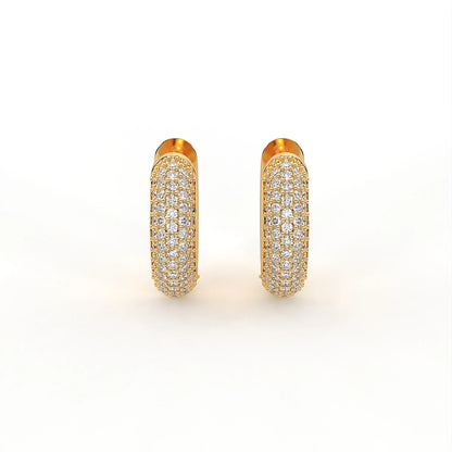 Gemline 2.4 ct Round Moissanite Chunky 925 Silver Huggie Earrings - Modern high-end look.