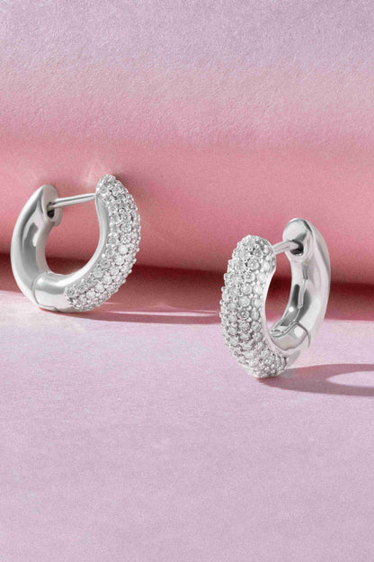 Gemline 2.4 ct Round Moissanite 925 Silver Huggie Earrings