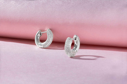 Gemline 2.4 ct Round Moissanite 925 Silver Huggie Earrings