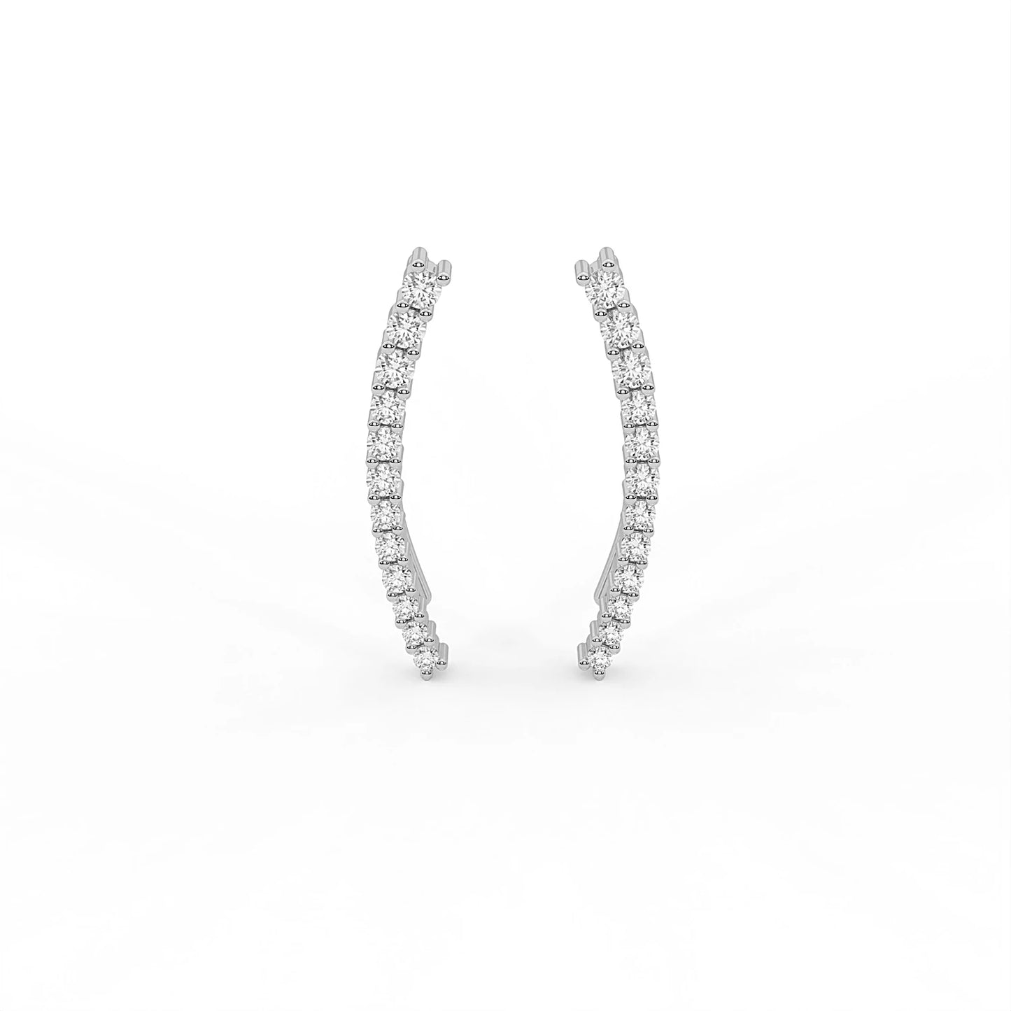 Glide 0.44 ct Round Moissanite Prong 925 Silver Ear Climbers