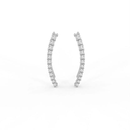 Glide 0.44 ct Round Moissanite Prong 925 Silver Ear Climbers