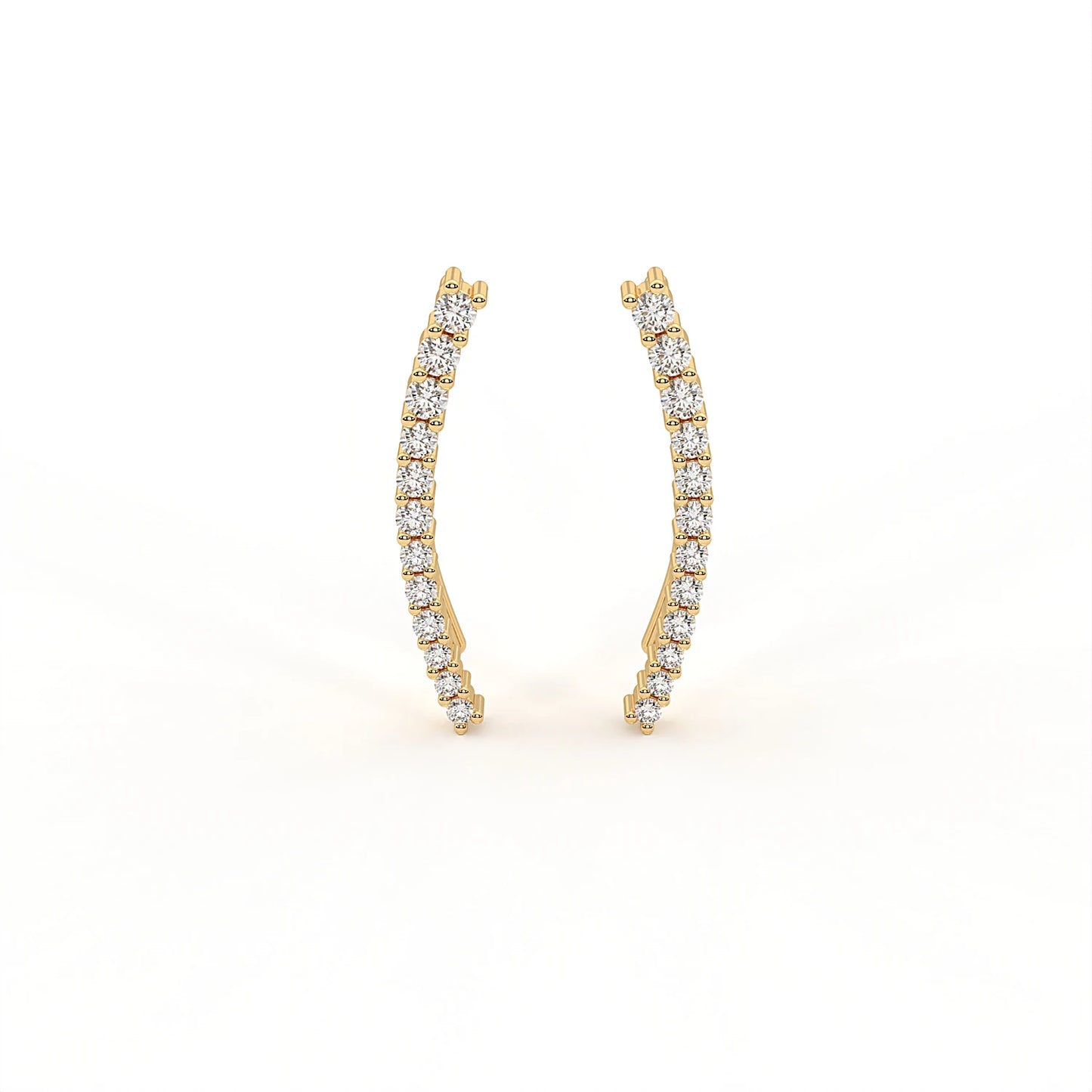 Glide 0.44 ct Round Moissanite Prong 925 Silver Ear Climbers