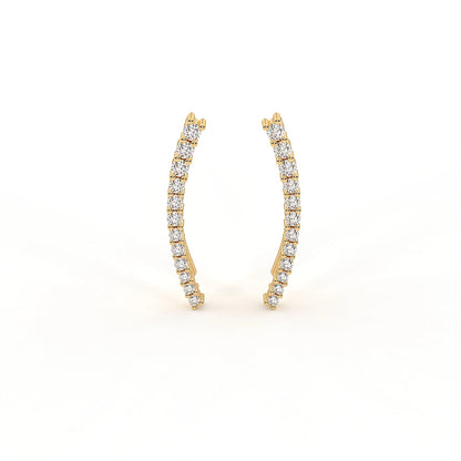 Glide 0.44 ct Round Moissanite Prong 925 Silver Ear Climbers