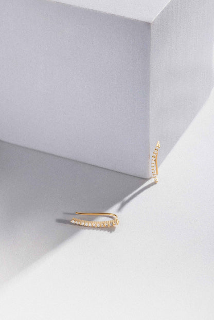 Glide 0.44 ct Round Moissanite Prong 925 Silver Ear Climbers