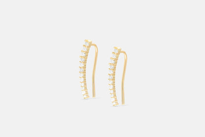 Glide 0.44 ct Round Moissanite Prong 925 Silver Ear Climbers