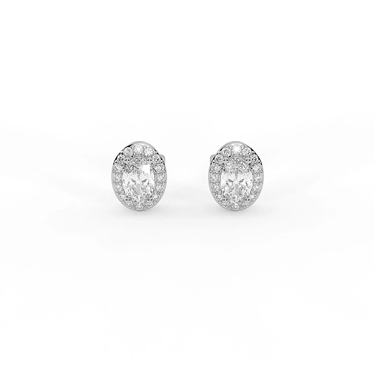 Grace 2.1 ct Oval Moissanite Halo 925 Silver Stud Earrings